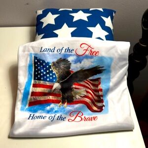 🇺🇸 USA ‘Land of the Free Home of the Brave tshirt and pillow bundle 🇺🇸🦅